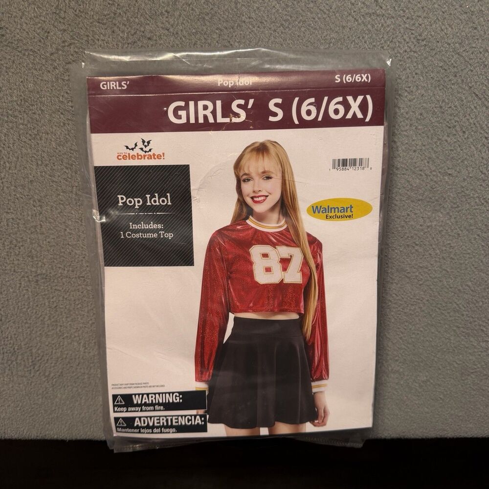 Way To Celebrate Pop Idol Taylor Swift Halloween Costume Top Girls S (6/6X) NEW